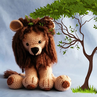 León tejido en lana. Muñecos tejdos personalizados. Talykí Taller de Tejidos y diseño textil